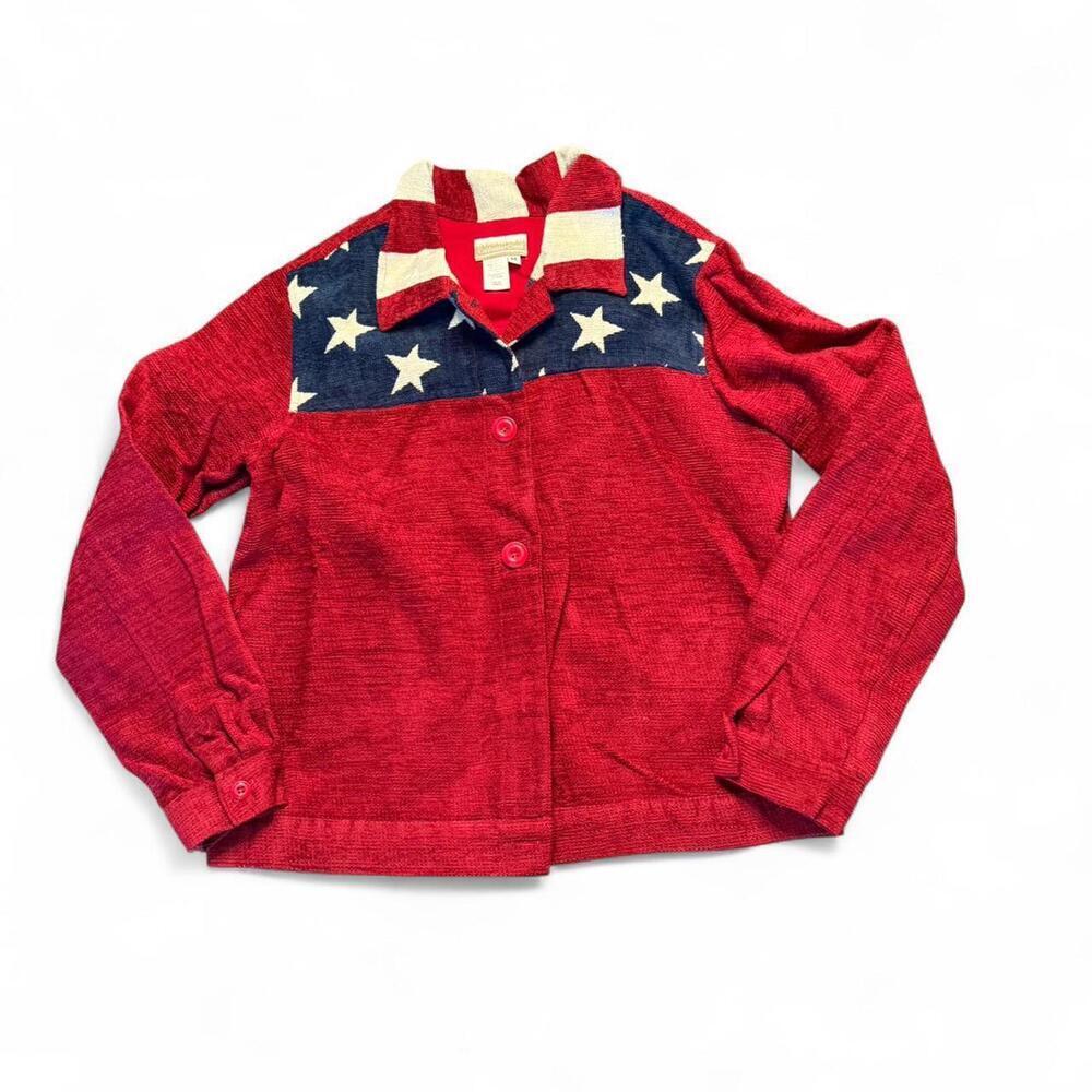 Coldwater Creek Red and white USA flag corduroy jacket - Picture 5 of 5
